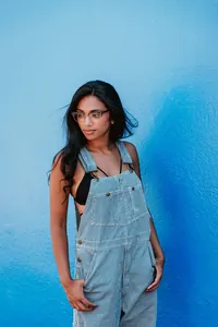 Mavi Çizgili Denim Salopet