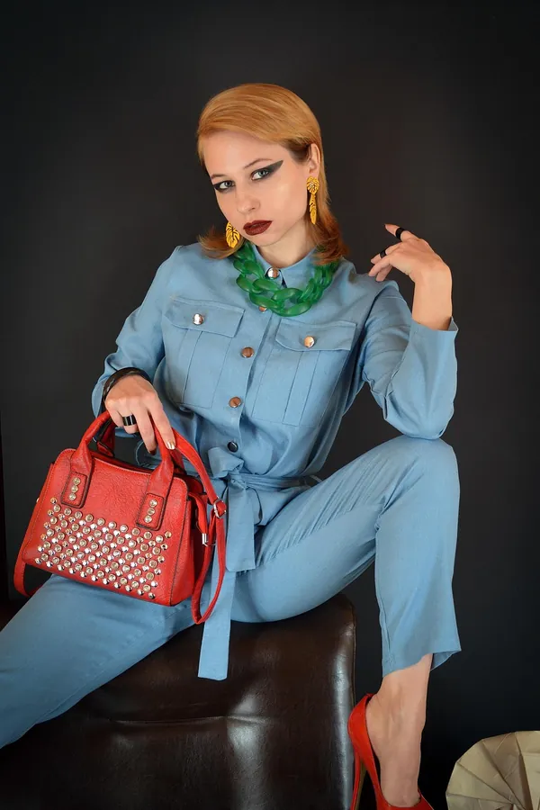 Açık Mavi Denim Tulum