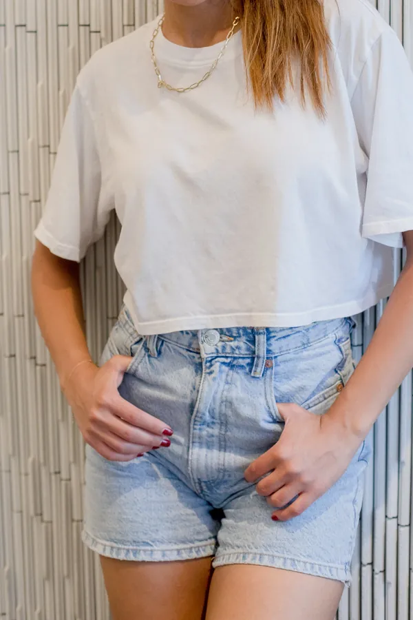 Beyaz Crop Tişört