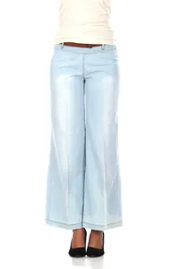 Buz Mavisi Geniş Paça Jean