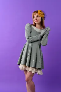 Çağla Yeşili Tül Detaylı Elbise
