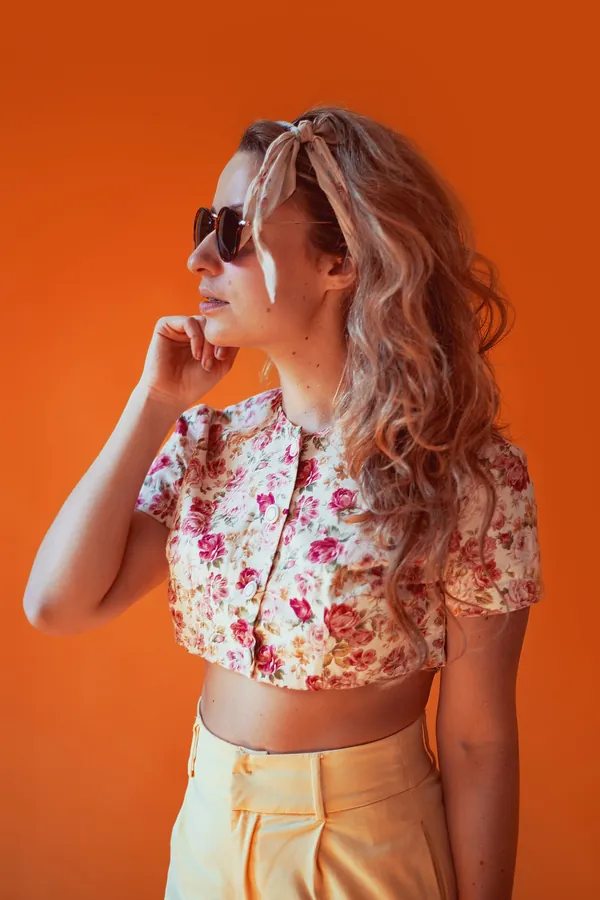Çiçekli Crop Bluz