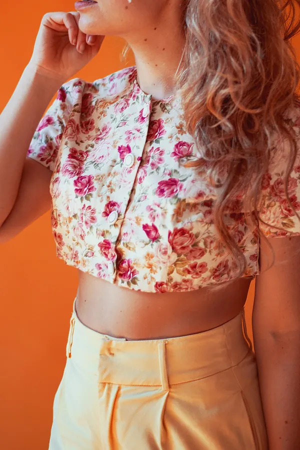Çiçekli Crop Bluz