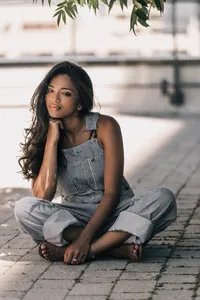 Mavi Çizgili Denim Salopet