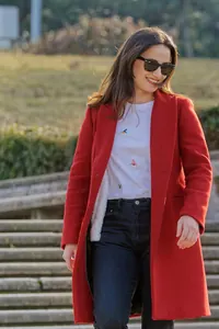 Kırmızı Düz Kesim Palto