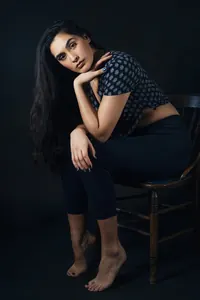 Lacivert Puantiyeli Crop Bluz