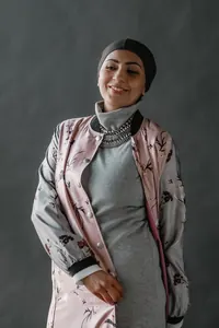 Pembe Saten Bomber Ceket